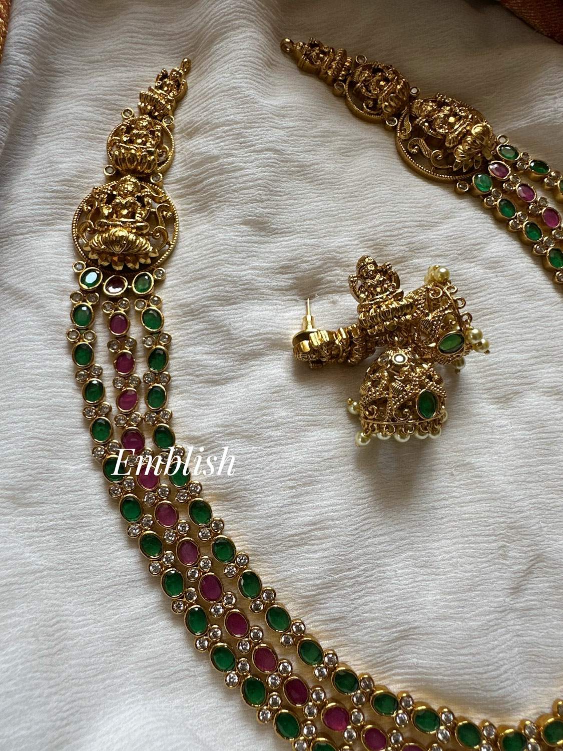 Kemp Triple layer Lakshmi motif neckpiece Kemp Triple layer Lakshmi motif neckpiece